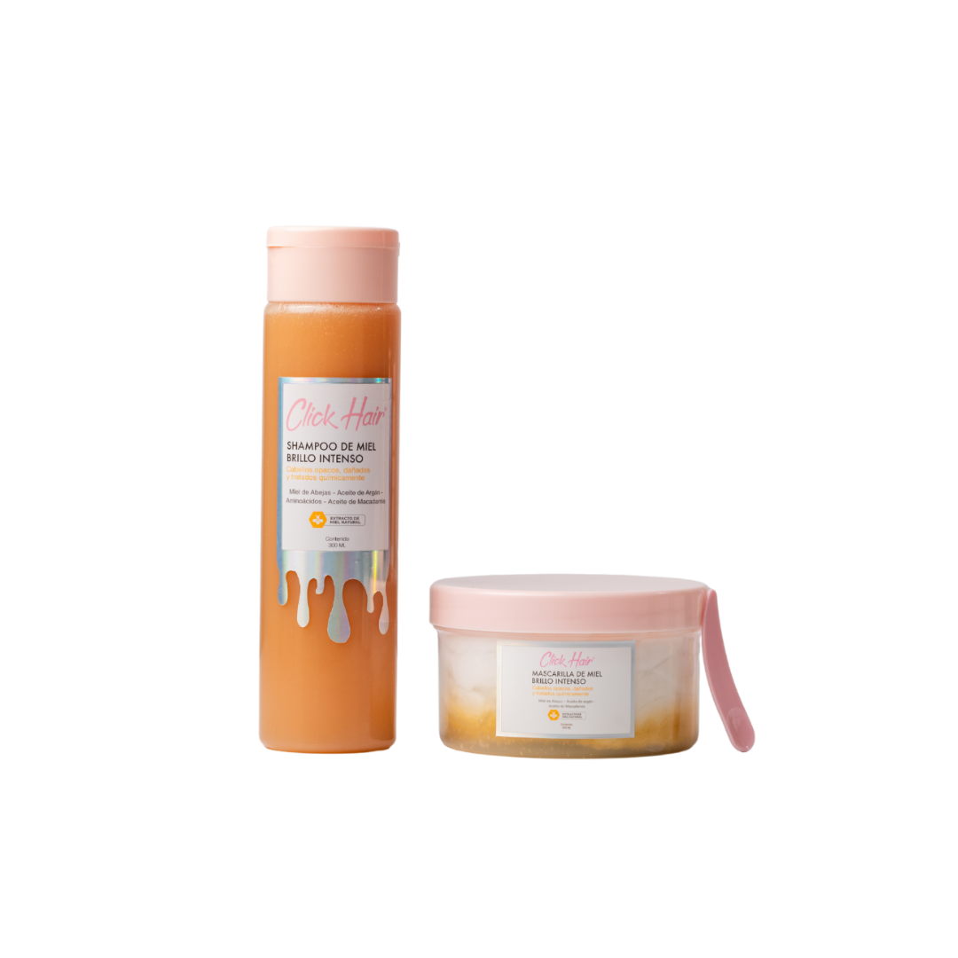 Duo Miel Brillo Intenso | Shampoo + Mascarilla Click Hair