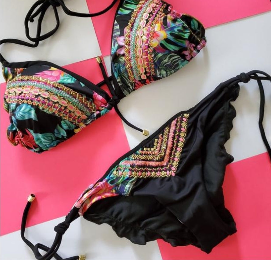 Vestido de baño Negro Floral