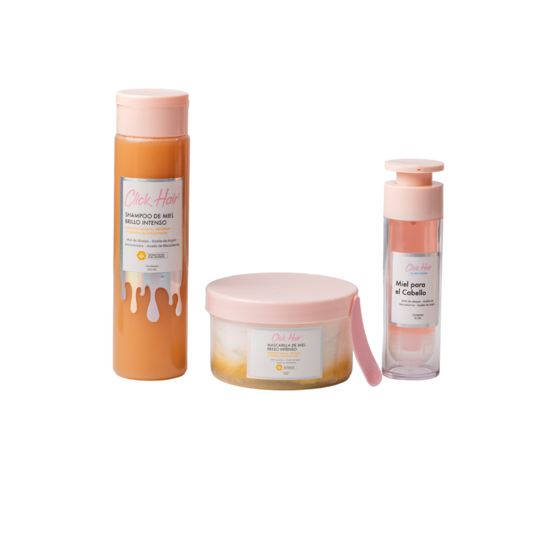 Kit Capilar Miel Click Cosmetics| Reparación &amp; Brillo Natural con Miel de Abejas