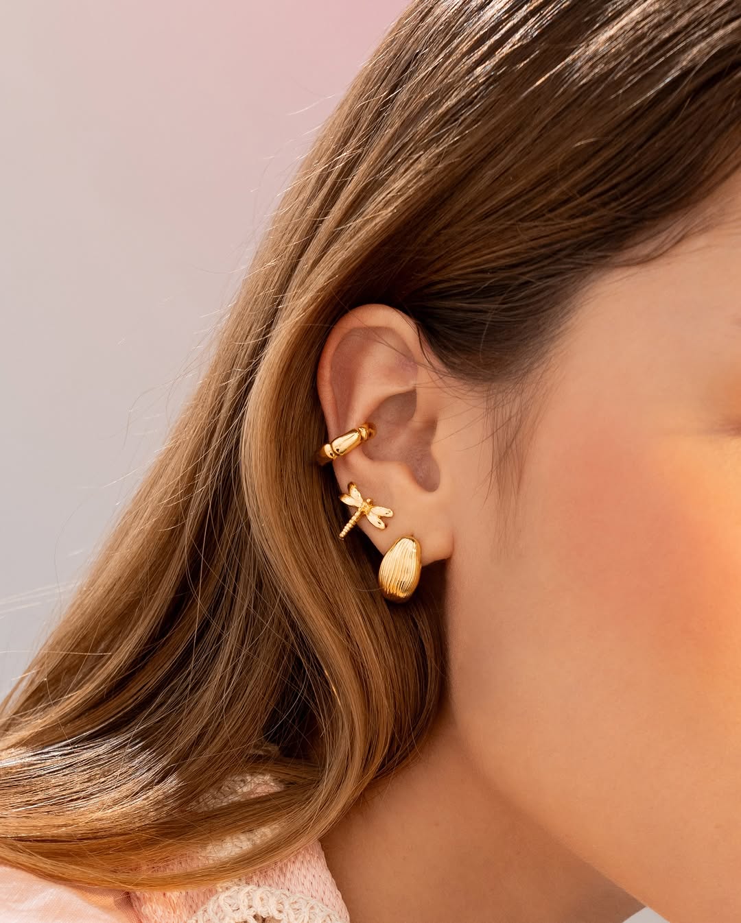 Set X 3 Aretes Libélula y Hoja